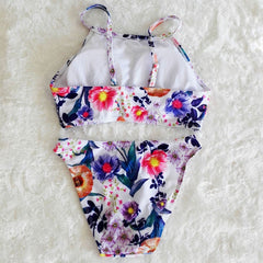 High Neck Floral Bikini