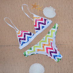 Neon Color Spaghetti Straps Triangle Bikini