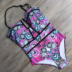 One Piece Pink & Blue Floral Monokini