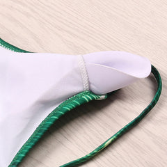 One Piece Green Leaf Bodysuit with Bandage Cut Out