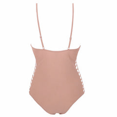 One Piece Green Leaf Bodysuit with Bandage Cut Out