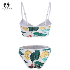 Plavky Floral High Neck Bikini with Zipper