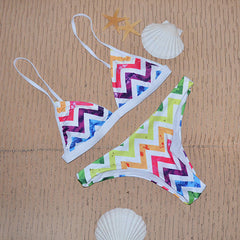 Neon Color Spaghetti Straps Triangle Bikini