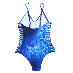 One Piece Green Leaf Bodysuit with Bandage Cut Out