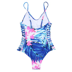 One Piece Green Leaf Bodysuit with Bandage Cut Out