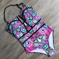 One Piece Pink & Blue Floral Monokini