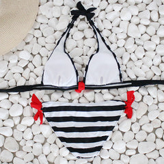 Halter Top Striped Brazilian Bikini