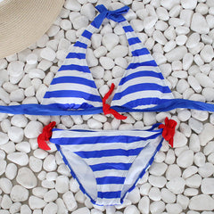 Halter Top Striped Brazilian Bikini