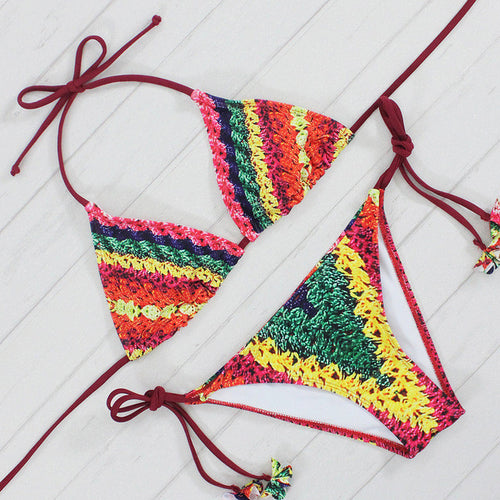 Knitted Print Brazilian Bikini