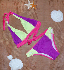 Neon Color Halter Bikini
